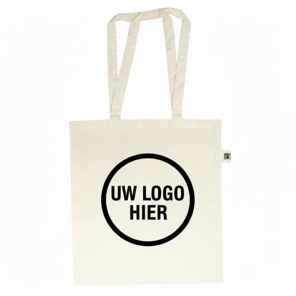 Fairtrade katoenen draagtas met lange hengsels, wit Fairtrade katoenen draagtas met lange hengsels, wit